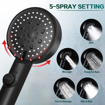“Adjustable Shower Head with 5 Modes – High Pressure & Water Saving”