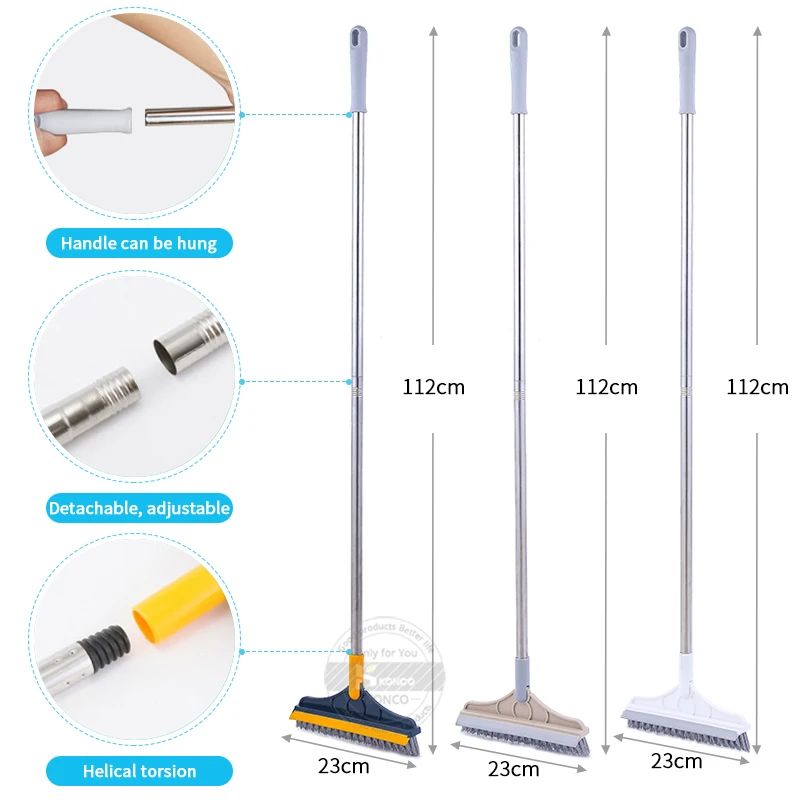 “2-in-1 Floor Scrub & Squeegee Brush – Long Handle Cleaning Tool”